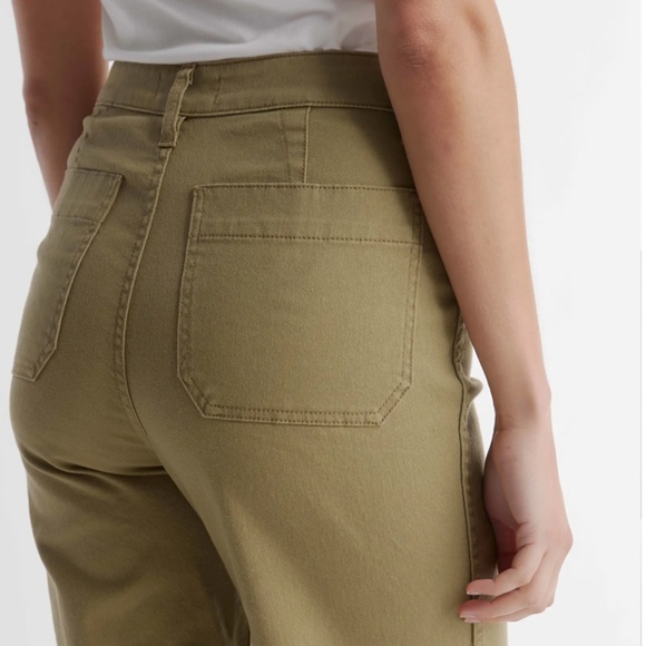 Quince Stretch Cotton Twill Wide-Leg Crop Pant in Olive, Size 29 - Picture 7 of 7
